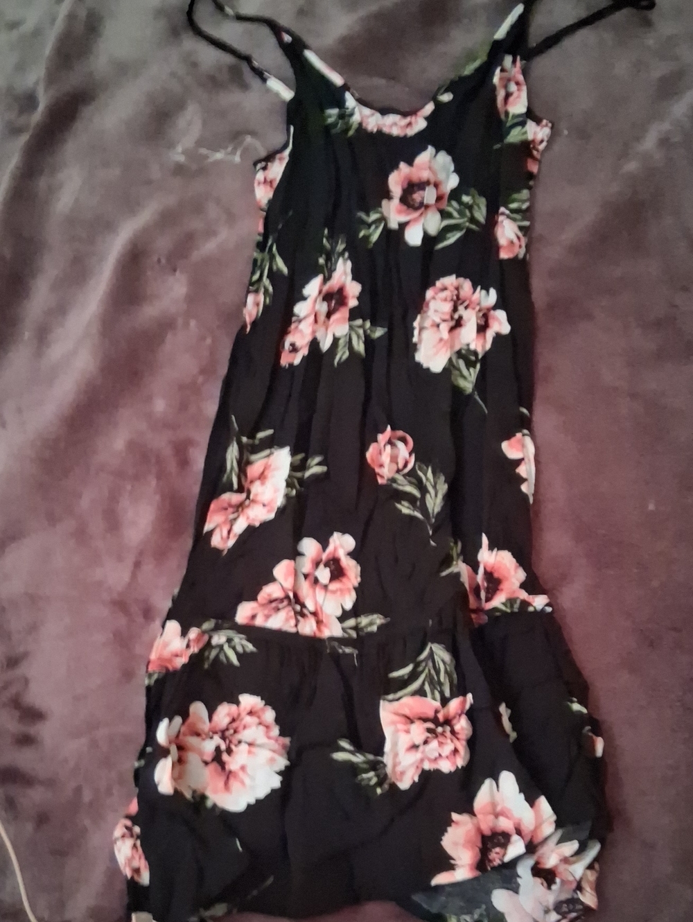 Forever 21 Black Mini Dress with Pink Floral Print